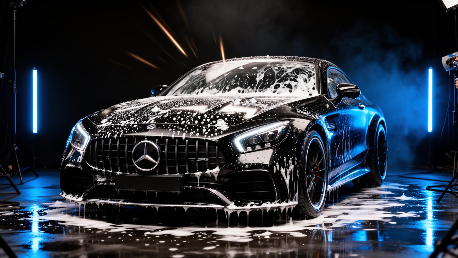 Voiture de luxe en cours de detailing